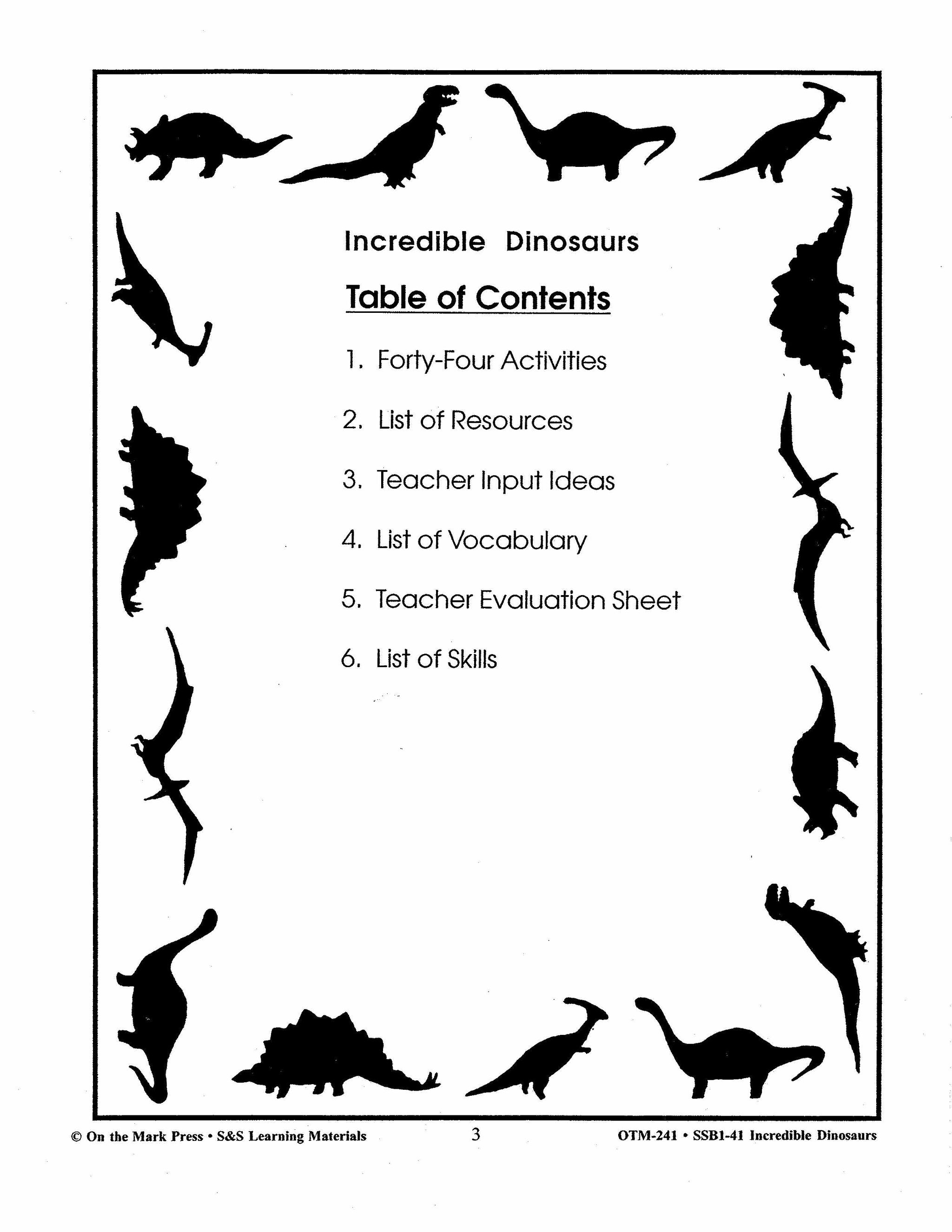 Incredible Dinosaurs Grades PreK-1