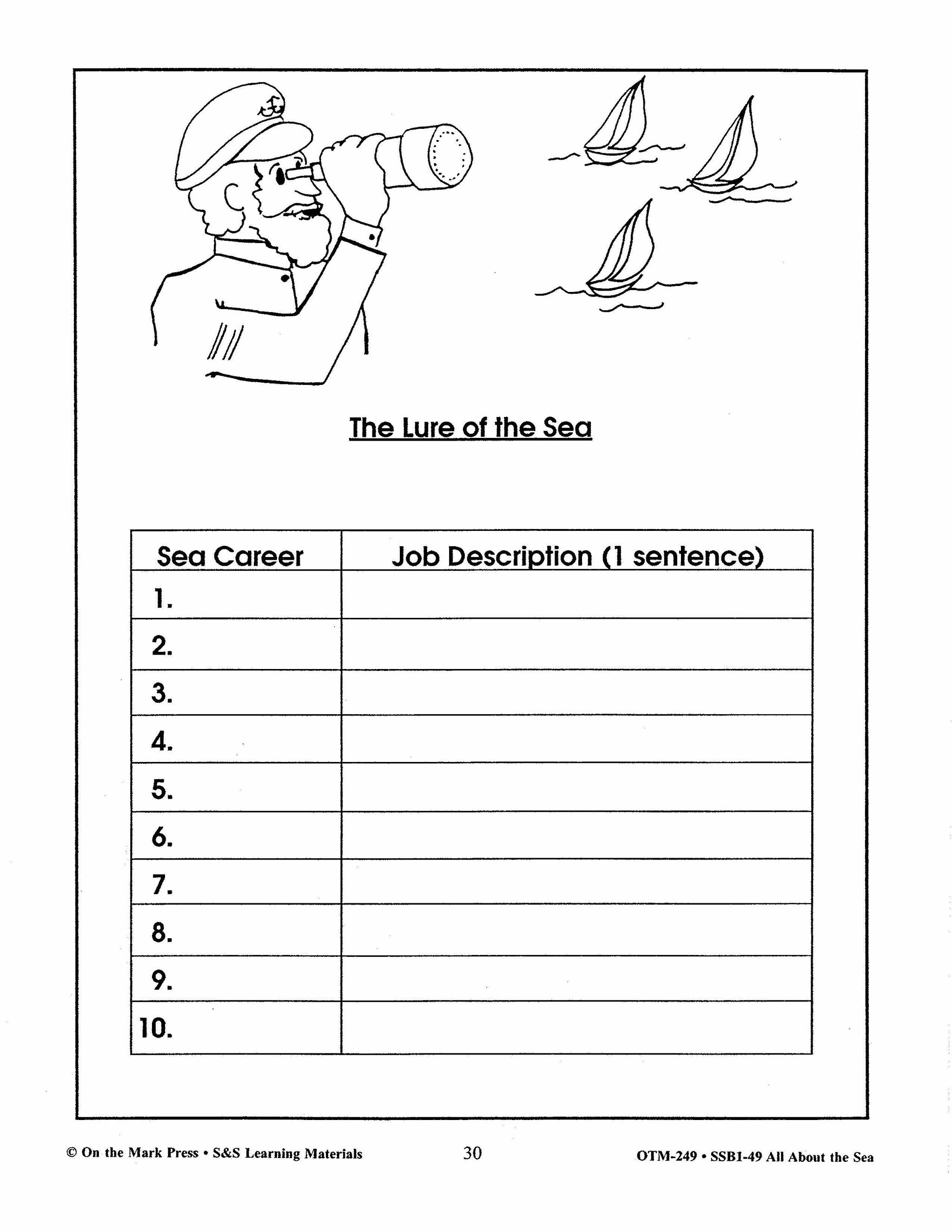 All About the Sea Grades 4-6