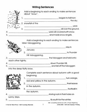 Sentence Writing Practice Workbook Grades 1-3