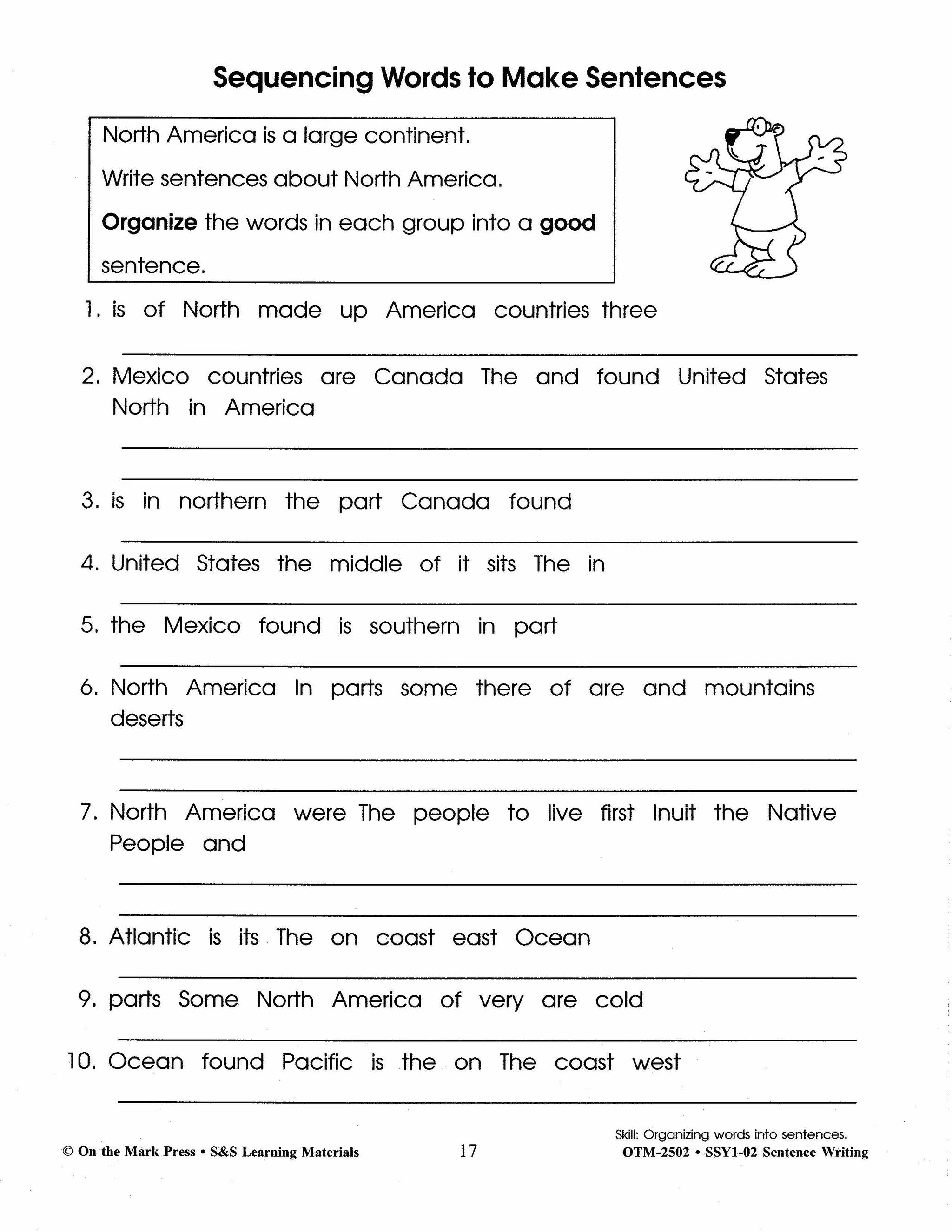 Sentence Writing Practice Workbook Grades 1-3