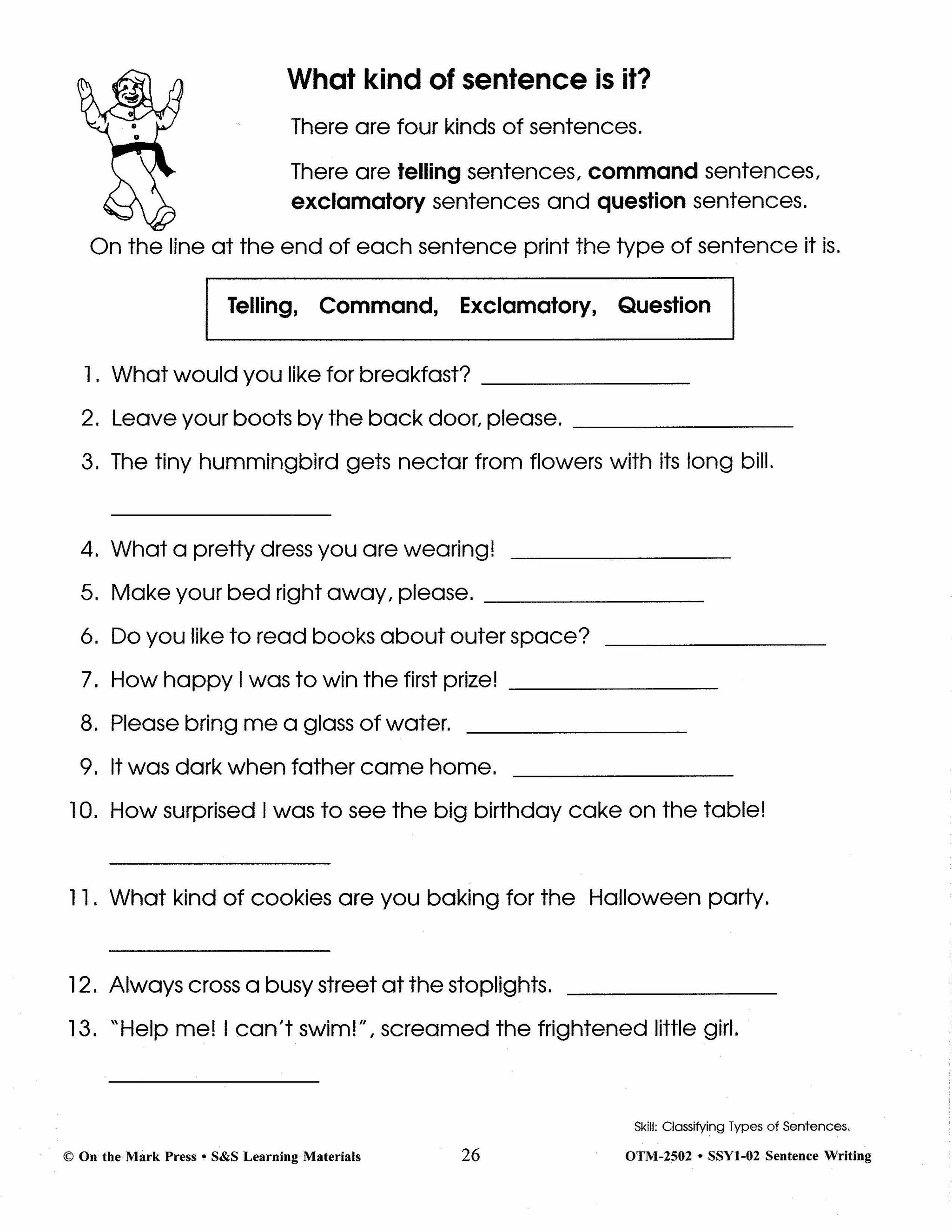 Sentence Writing Practice Workbook Grades 1-3
