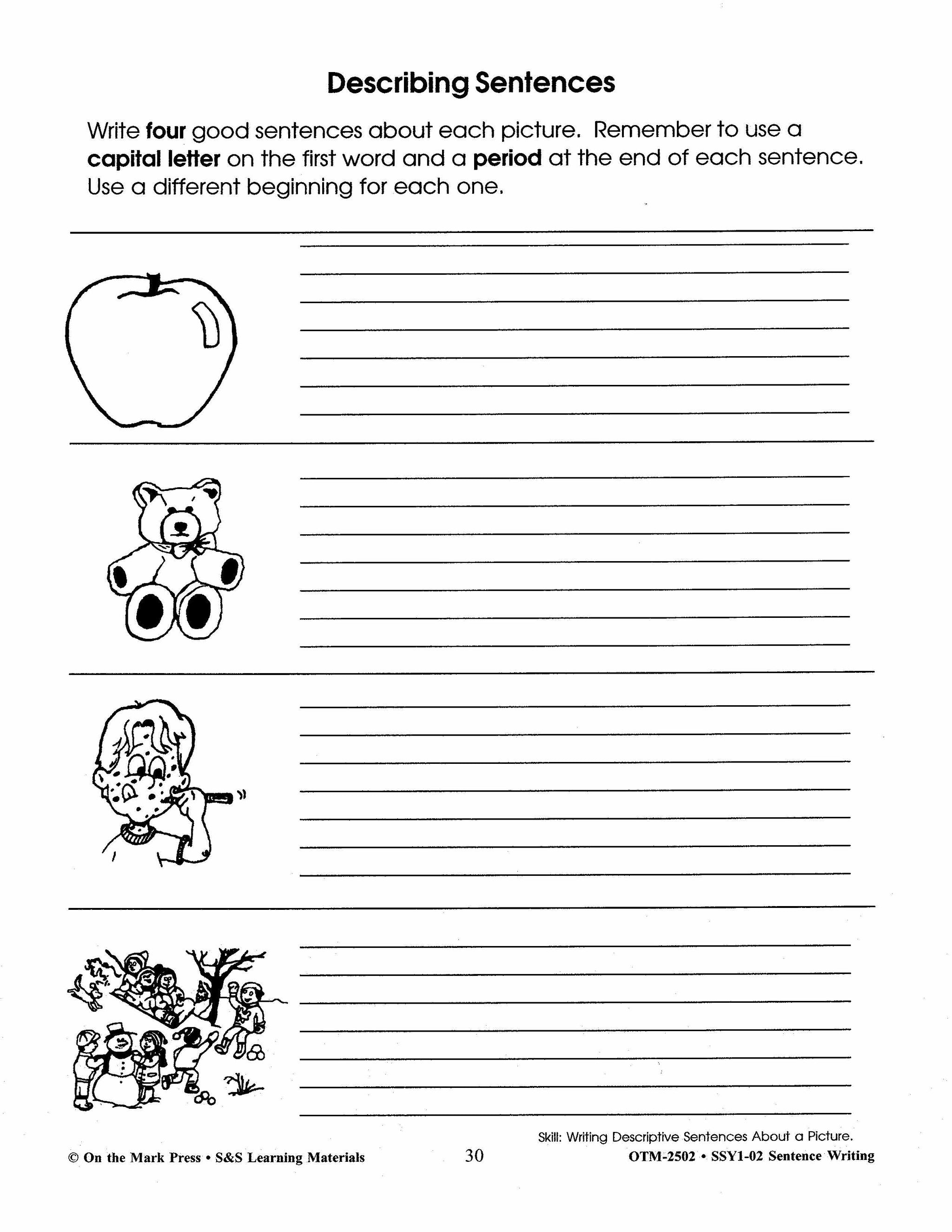 Sentence Writing Practice Workbook Grades 1-3