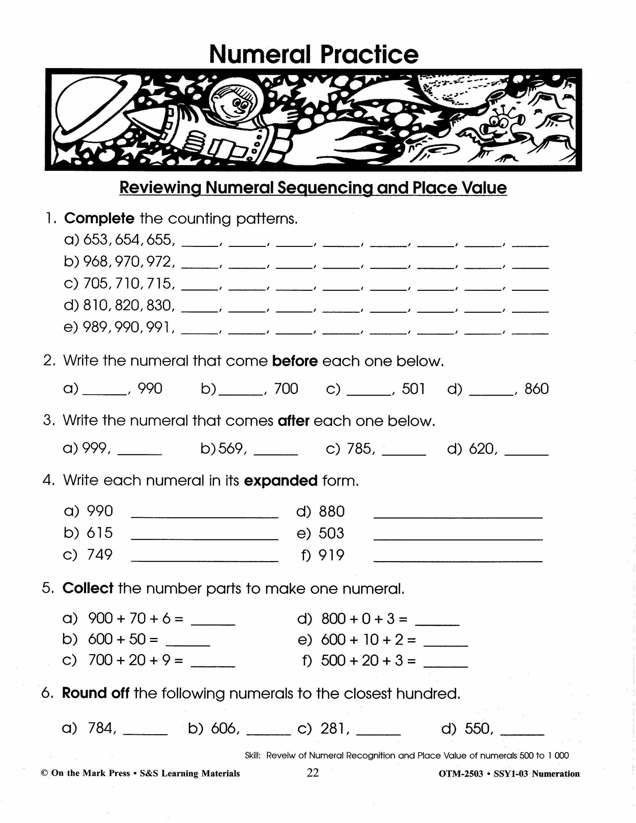 Numeration Practice Build Their Skills Workbook Grades 1-3