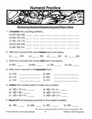 Numeration Practice Build Their Skills Workbook Grades 1-3