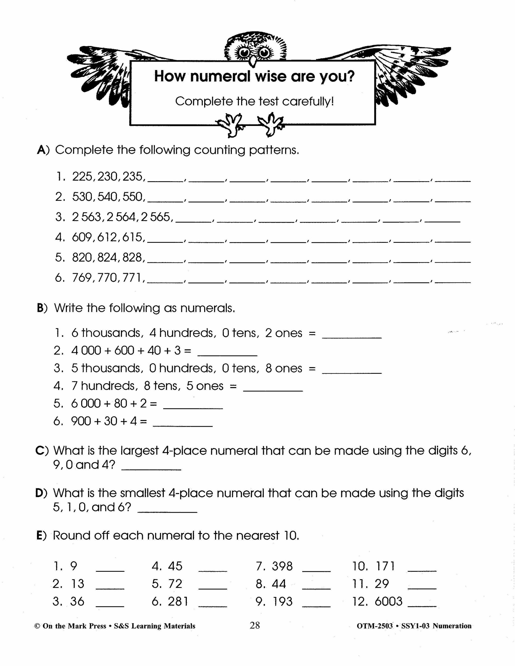 Numeration Practice Build Their Skills Workbook Grades 1-3