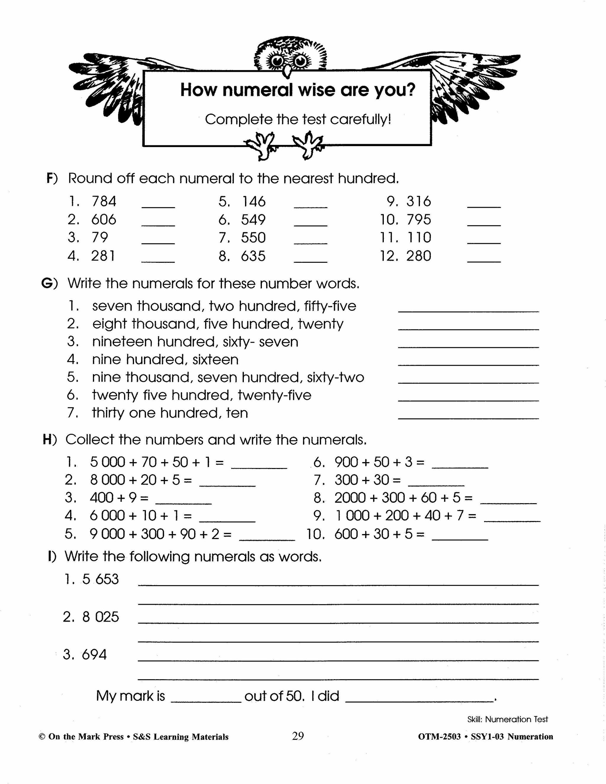 Numeration Practice Build Their Skills Workbook Grades 1-3