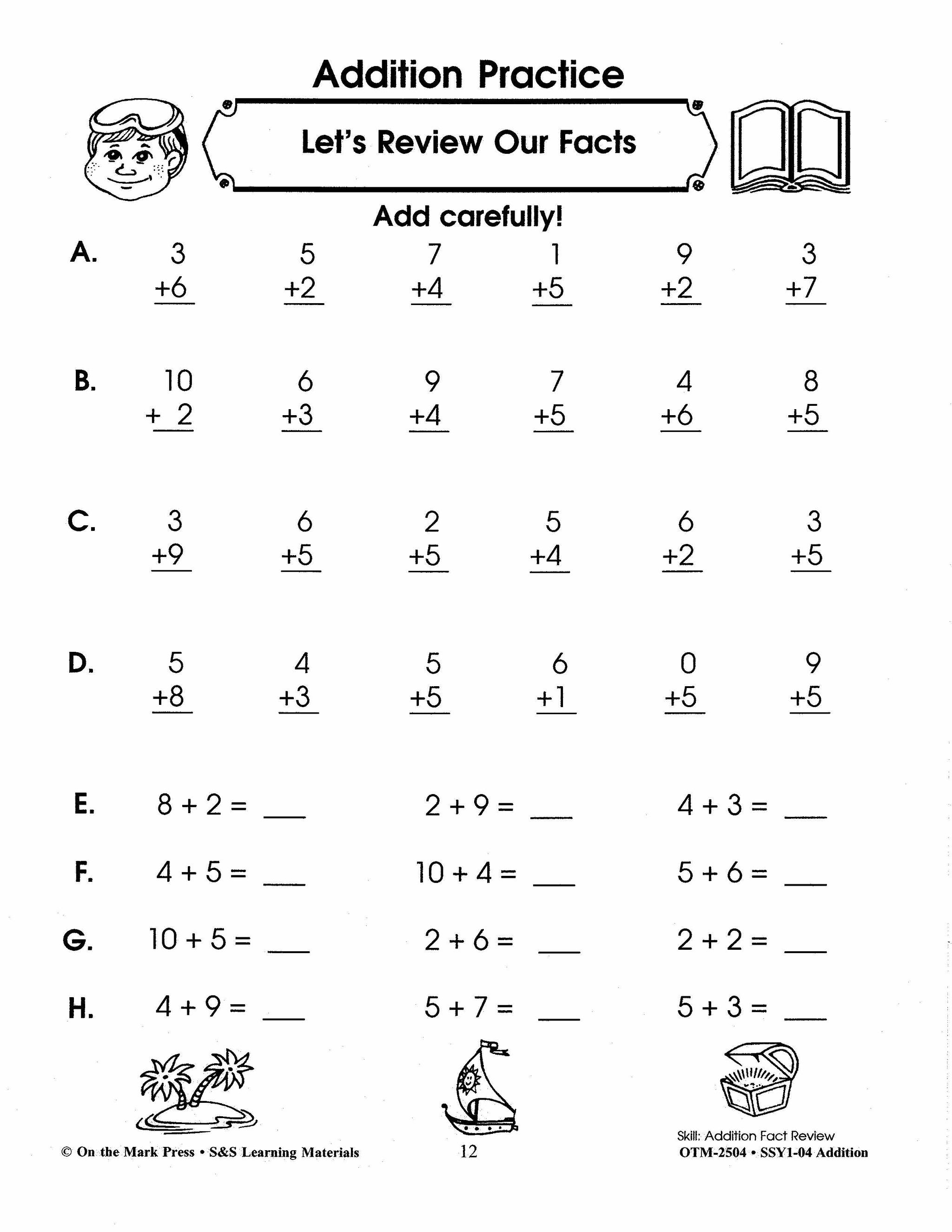 Addition Build Their Skills Workbook Grades 1-3