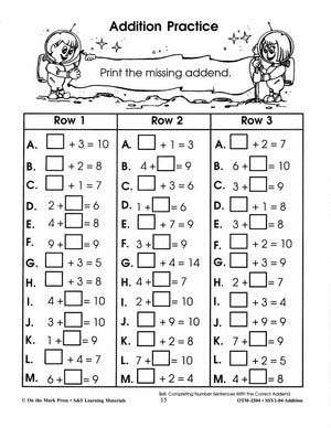 Addition Build Their Skills Workbook Grades 1-3