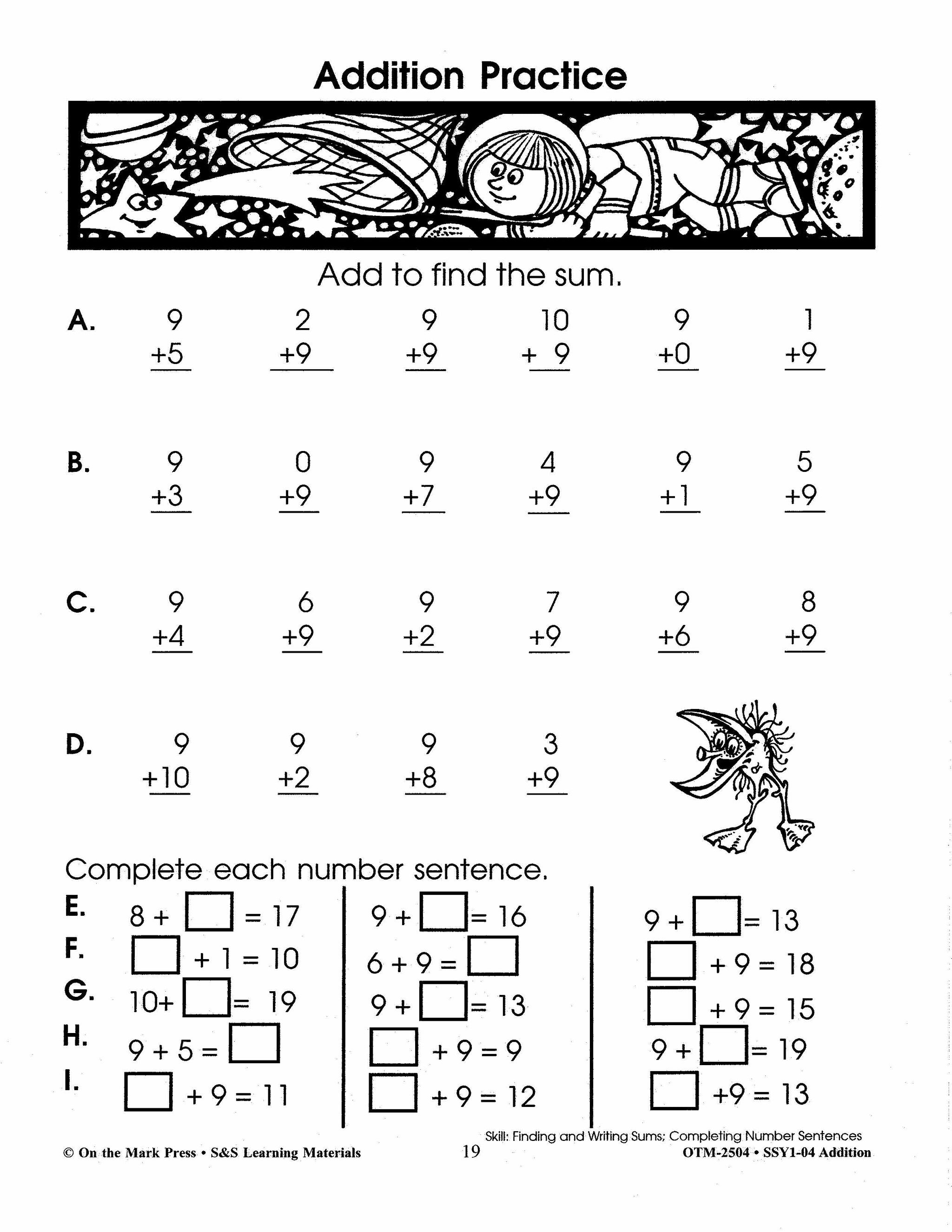 Addition Build Their Skills Workbook Grades 1-3