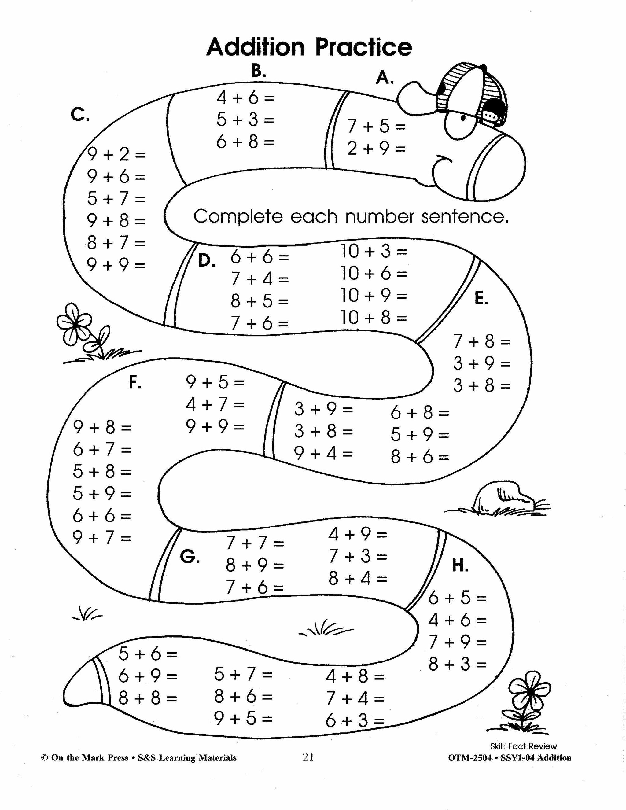 Addition Build Their Skills Workbook Grades 1-3