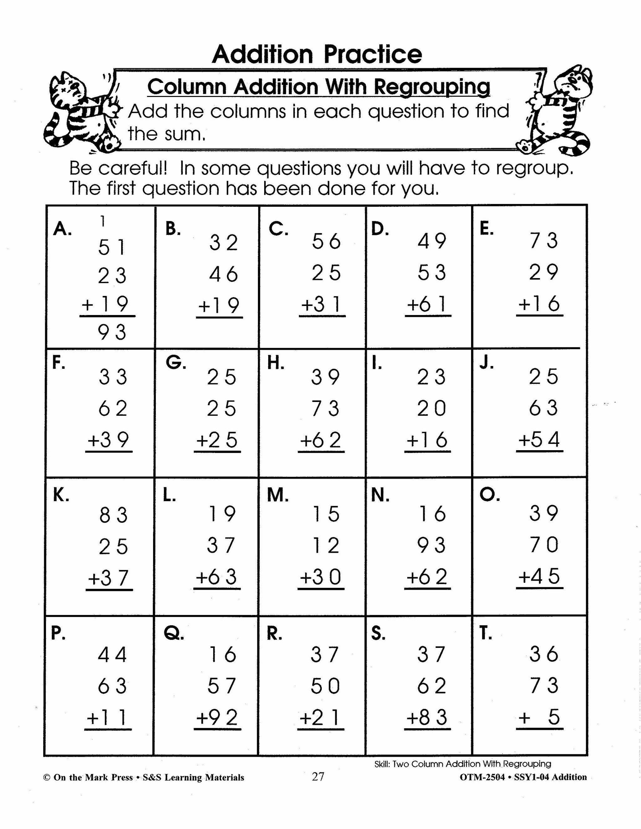 Addition Build Their Skills Workbook Grades 1-3