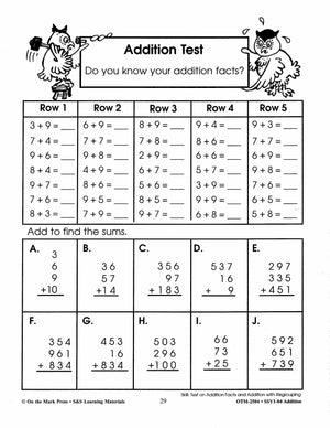 Addition Build Their Skills Workbook Grades 1-3