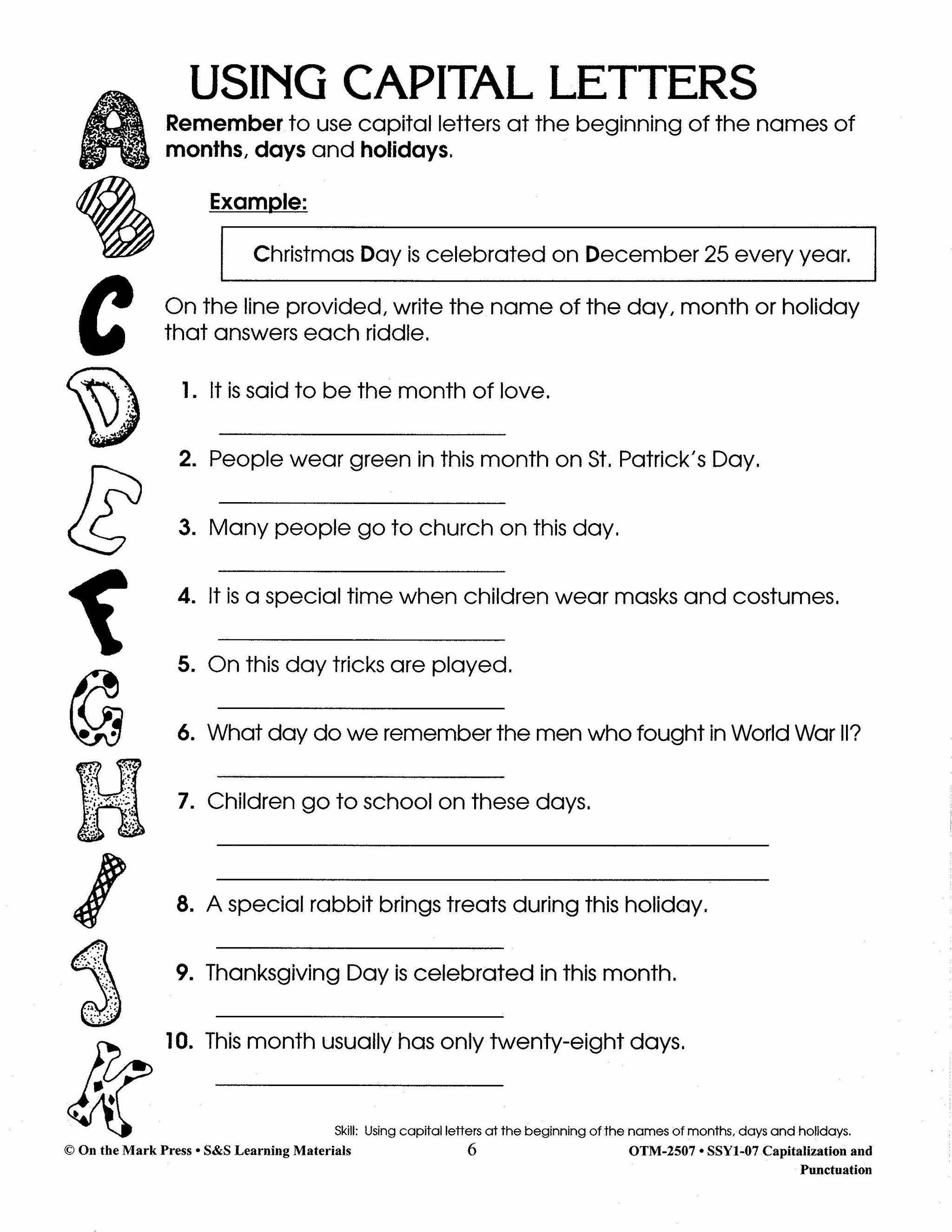 Capitalization & Punctuation Build Their Skills Workbook Grades 1-3