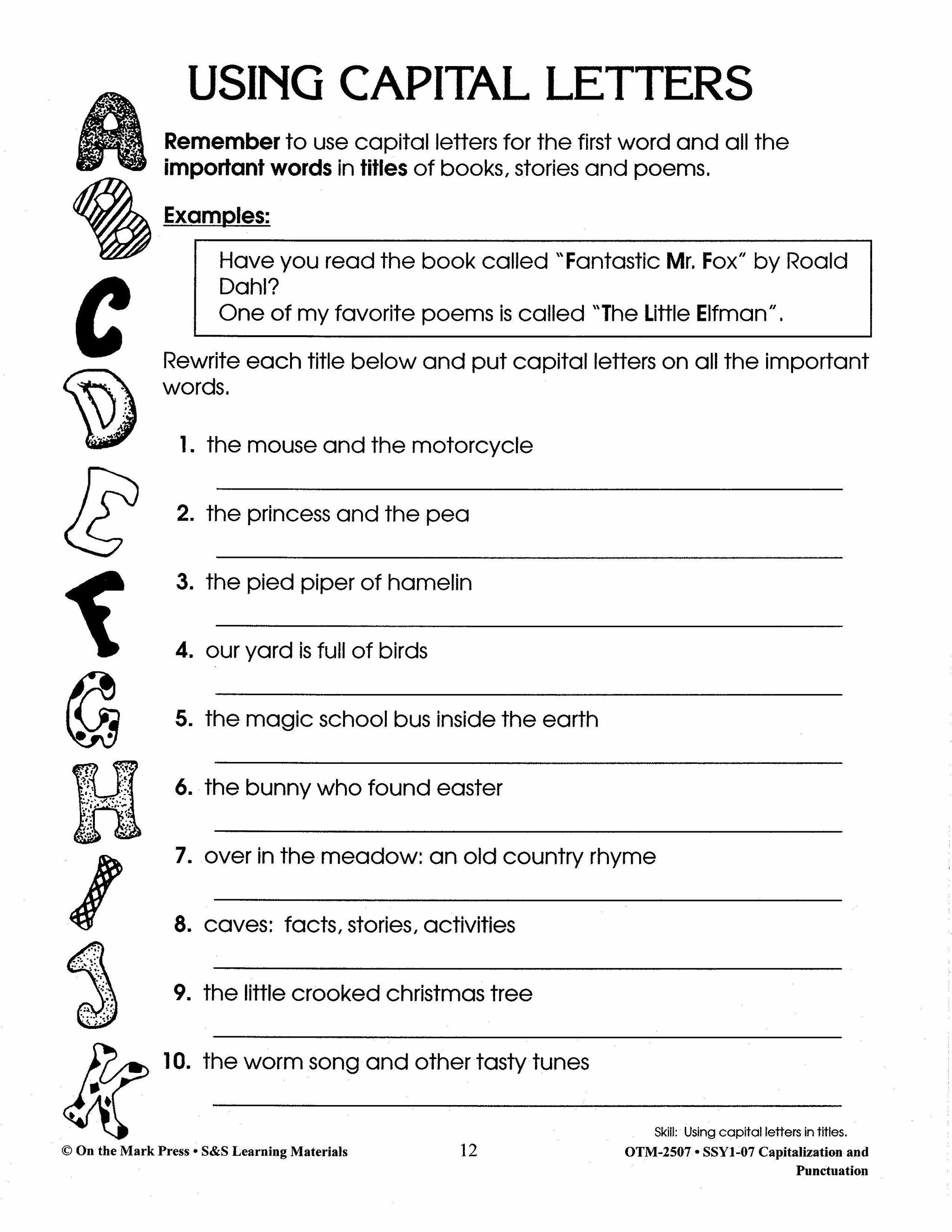 Capitalization & Punctuation Build Their Skills Workbook Grades 1-3