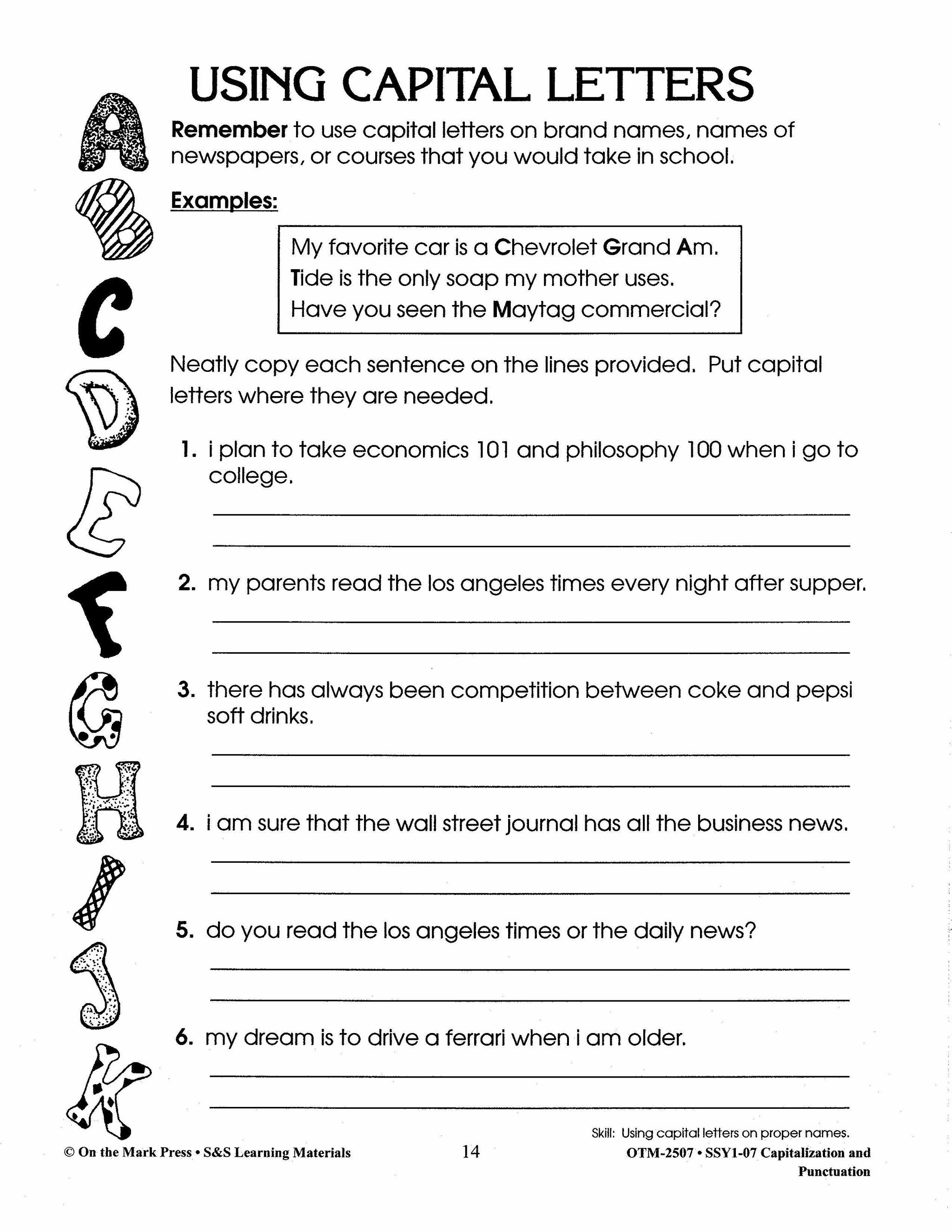 Capitalization & Punctuation Build Their Skills Workbook Grades 1-3