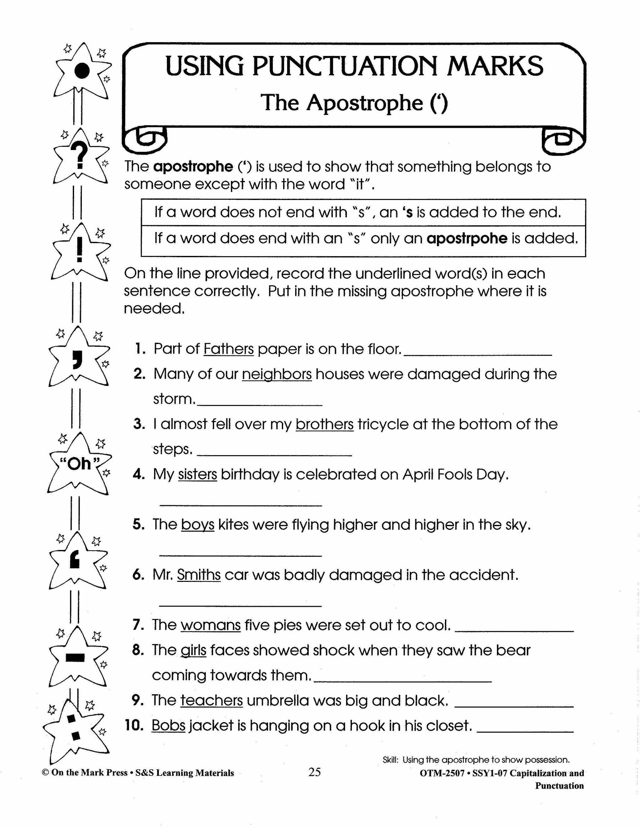 Capitalization & Punctuation Build Their Skills Workbook Grades 1-3