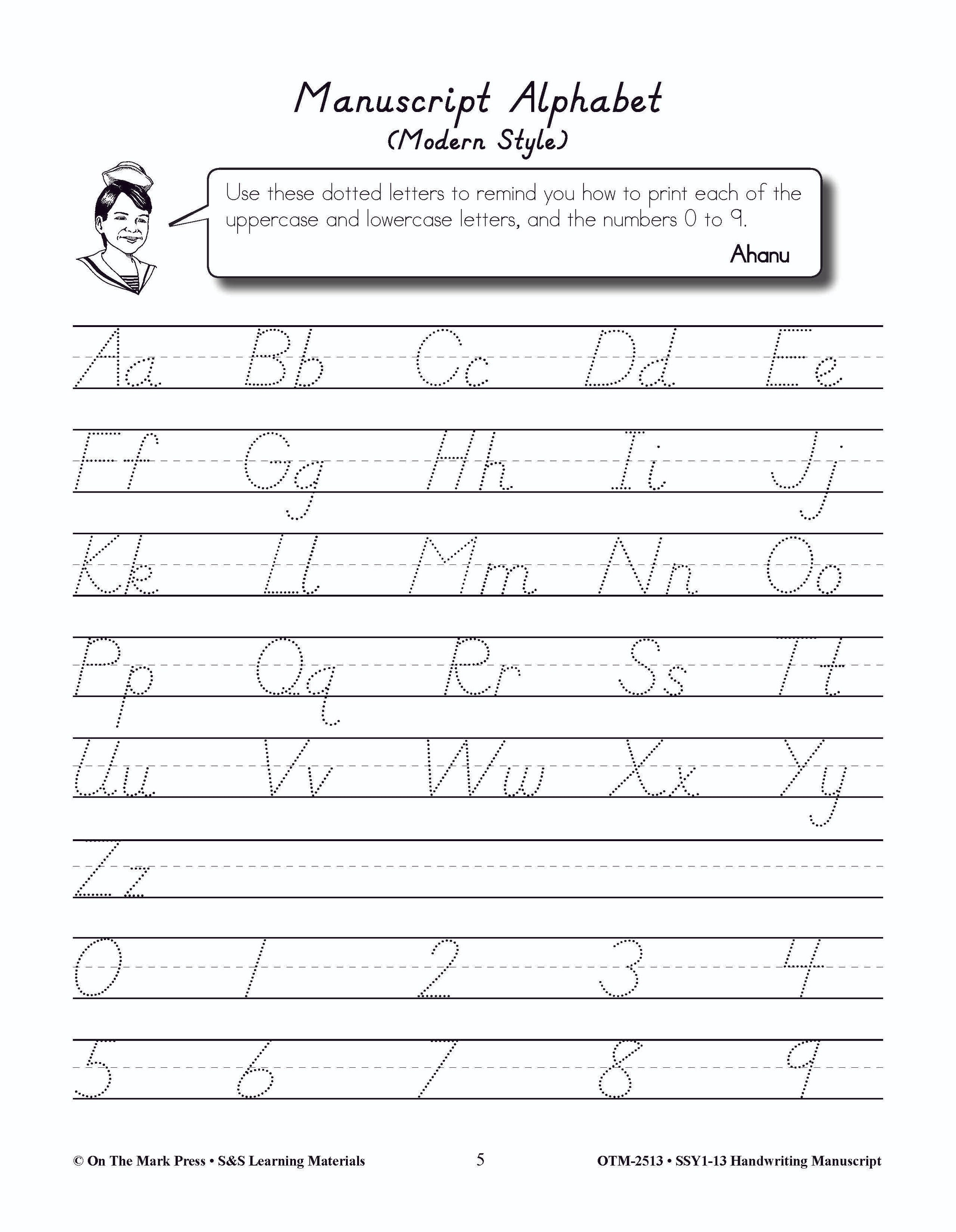 Modern Manuscript Handwriting Build Their Skills Workbook Grades 1-3