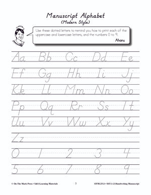 Modern Manuscript Handwriting Build Their Skills Workbook Grades 1-3