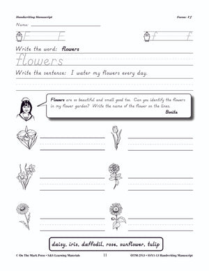 Modern Manuscript Handwriting Build Their Skills Workbook Grades 1-3