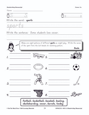 Modern Manuscript Handwriting Build Their Skills Workbook Grades 1-3