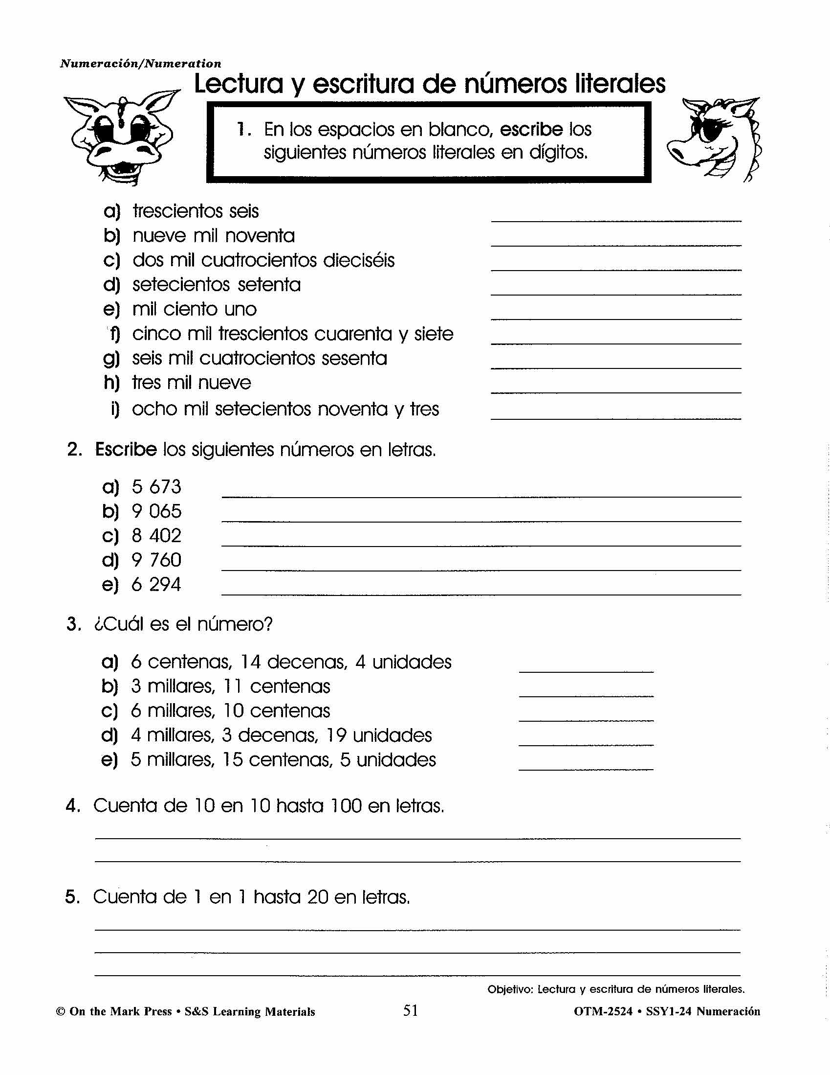 Numeracion/Numeration - A Spanish and English Workbook Grades 1-3