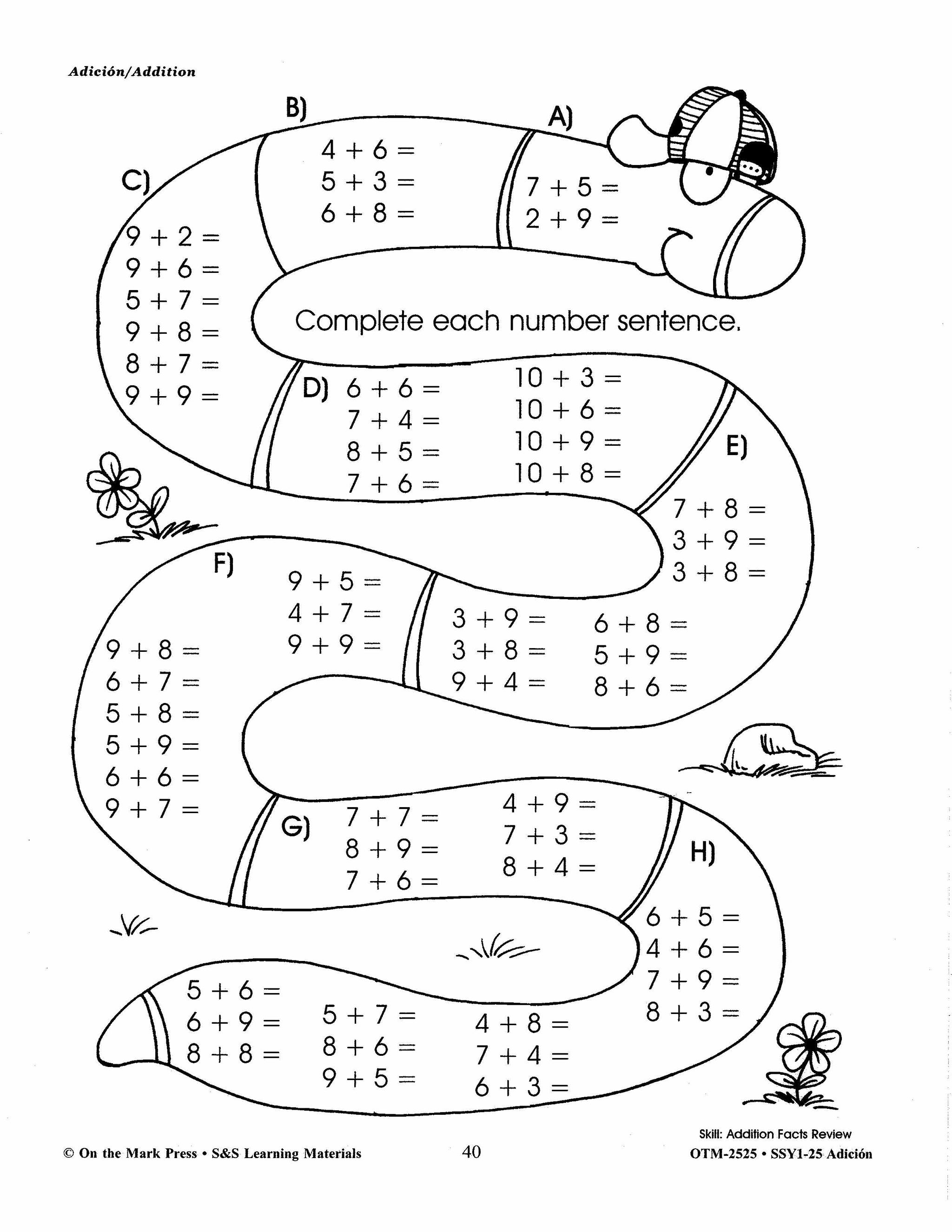 Adición/Addition - A Spanish and English Workbook Grades 1-3