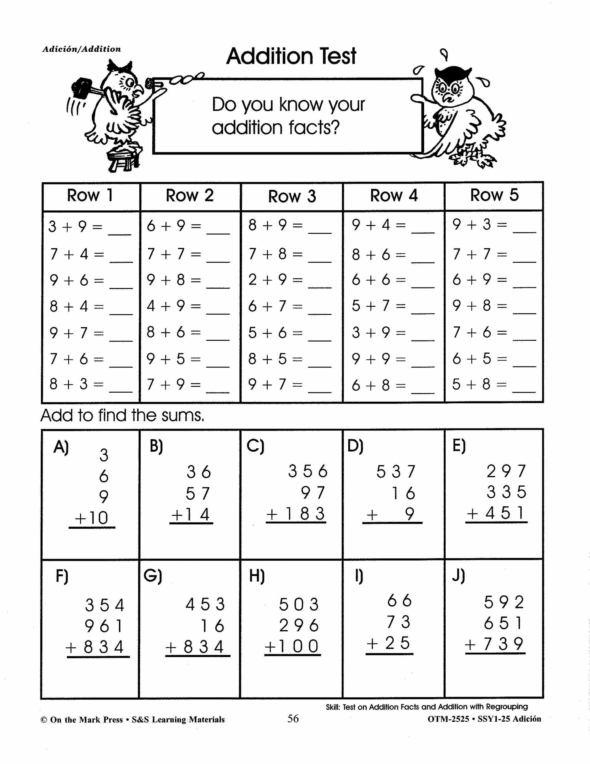 Adición/Addition - A Spanish and English Workbook Grades 1-3