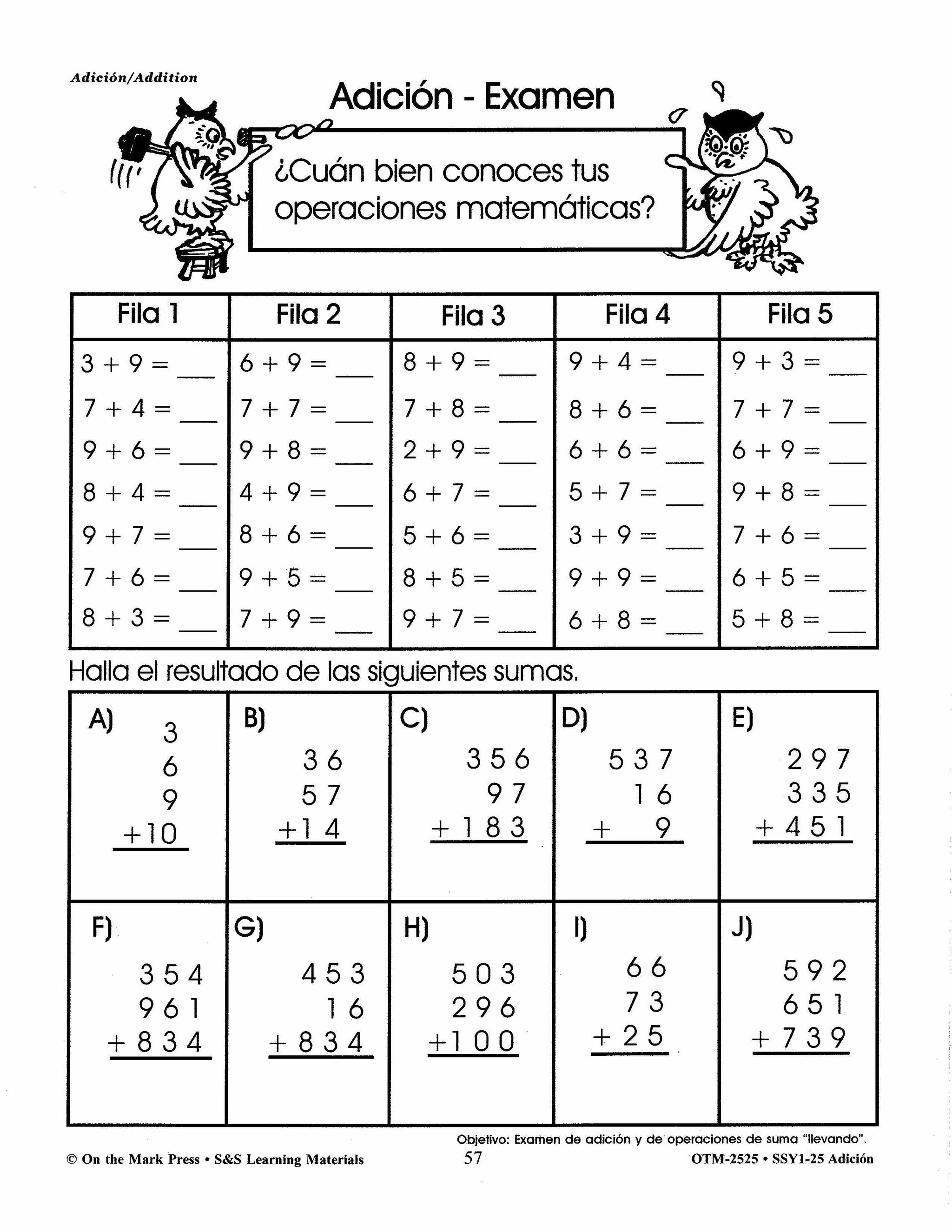 Adición/Addition - A Spanish and English Workbook Grades 1-3