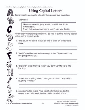 Uso de las Mayúsculas y Reglas de Puntuación/Capitalization & Punctuation - A Spanish and English Workbook Grades 1-3