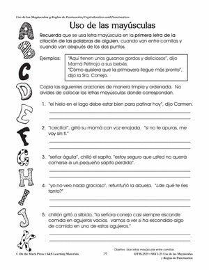 Uso de las Mayúsculas y Reglas de Puntuación/Capitalization & Punctuation - A Spanish and English Workbook Grades 1-3