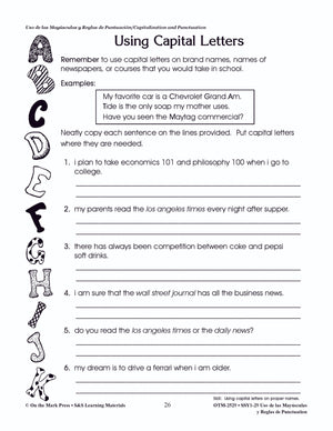 Uso de las Mayúsculas y Reglas de Puntuación/Capitalization & Punctuation - A Spanish and English Workbook Grades 1-3
