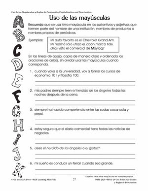 Uso de las Mayúsculas y Reglas de Puntuación/Capitalization & Punctuation - A Spanish and English Workbook Grades 1-3