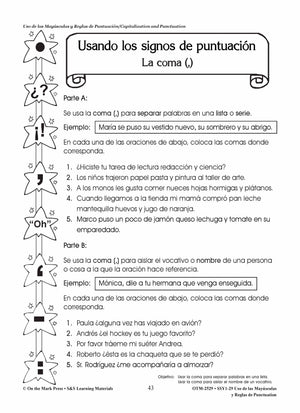 Uso de las Mayúsculas y Reglas de Puntuación/Capitalization & Punctuation - A Spanish and English Workbook Grades 1-3