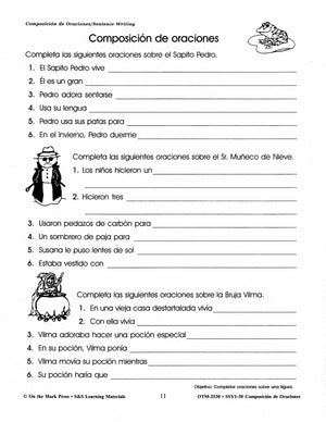 Composicion de Oraciones/Sentence Writing - A Spanish and English Workbook Gr. 1-3
