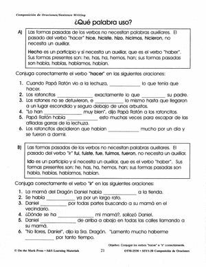 Composicion de Oraciones/Sentence Writing - A Spanish and English Workbook Gr. 1-3