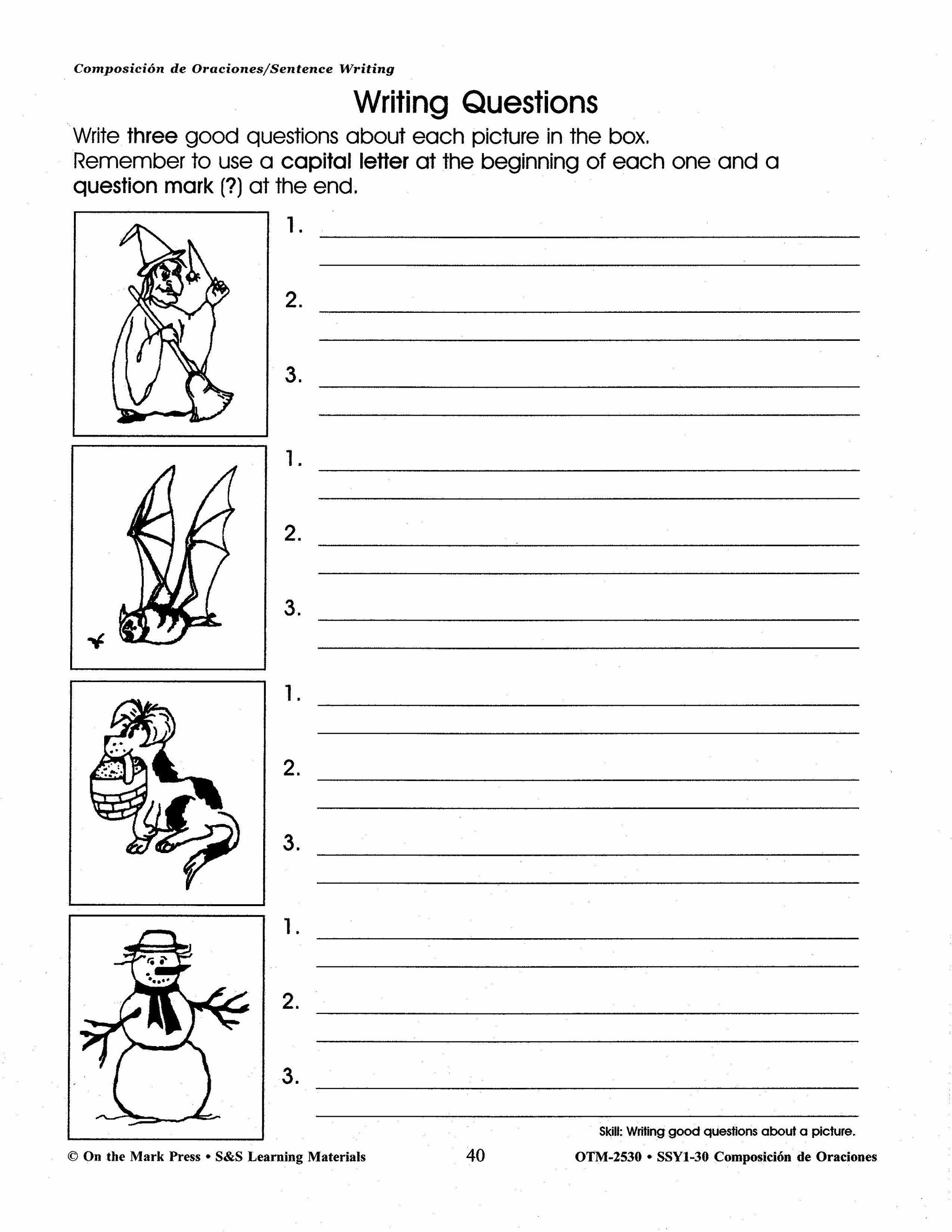 Composicion de Oraciones/Sentence Writing - A Spanish and English Workbook Gr. 1-3
