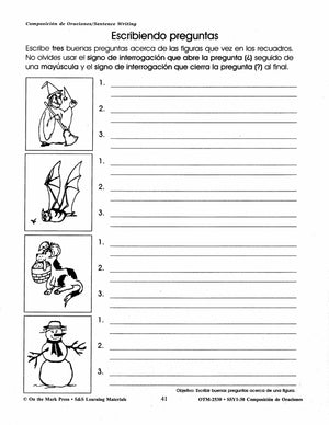 Composicion de Oraciones/Sentence Writing - A Spanish and English Workbook Gr. 1-3
