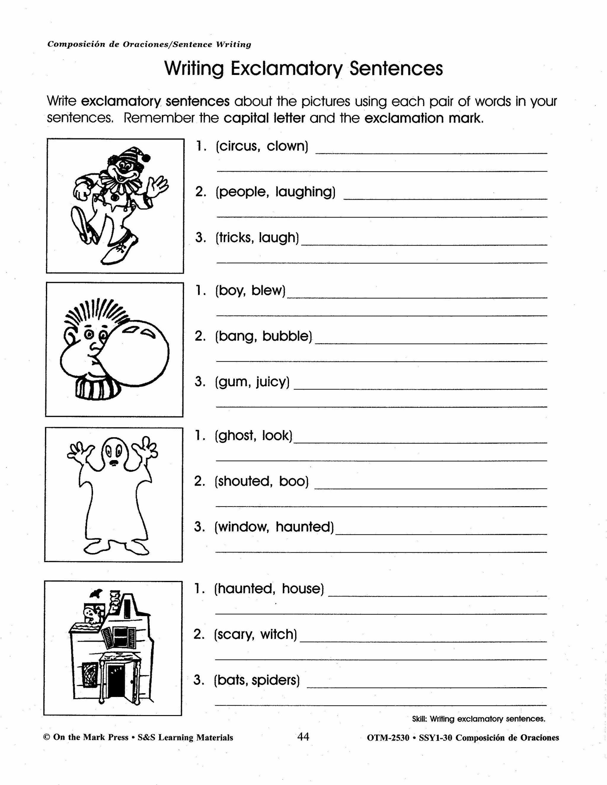 Composicion de Oraciones/Sentence Writing - A Spanish and English Workbook Gr. 1-3