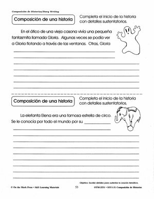 Composicion de Historias/Story Writing Gr. 1-3 A Spanish and English Workbook