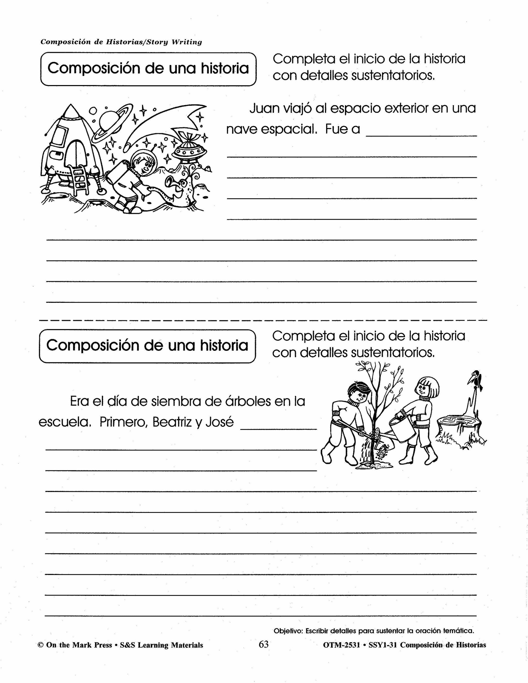 Composicion de Historias/Story Writing Gr. 1-3 A Spanish and English Workbook