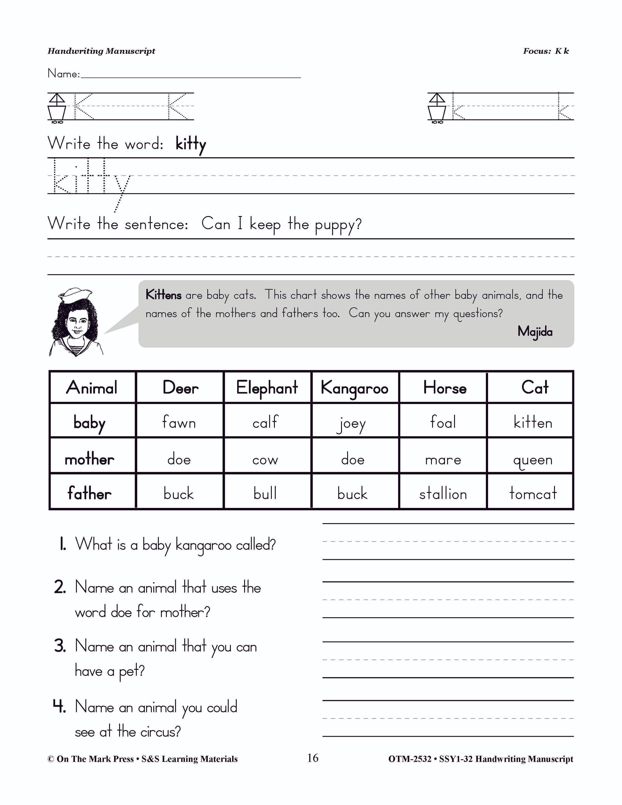 Handwriting Manuscript - Traditional Style Workbook Grades 1-3