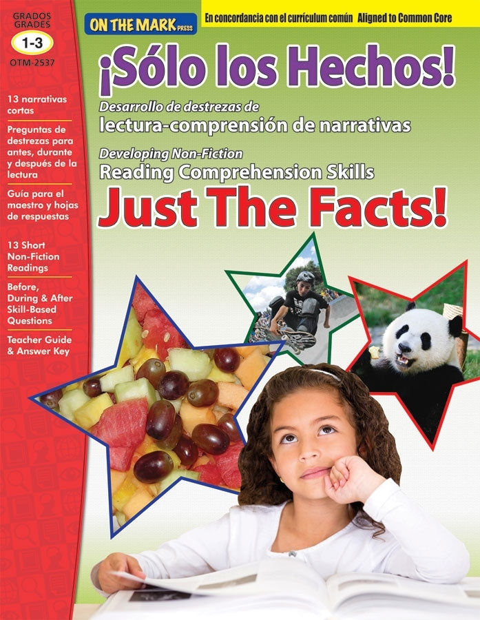 Solo Los Hechos! Just the Facts! Grades 1-3 Non Fiction Reading Comprehension in Spanish and English
