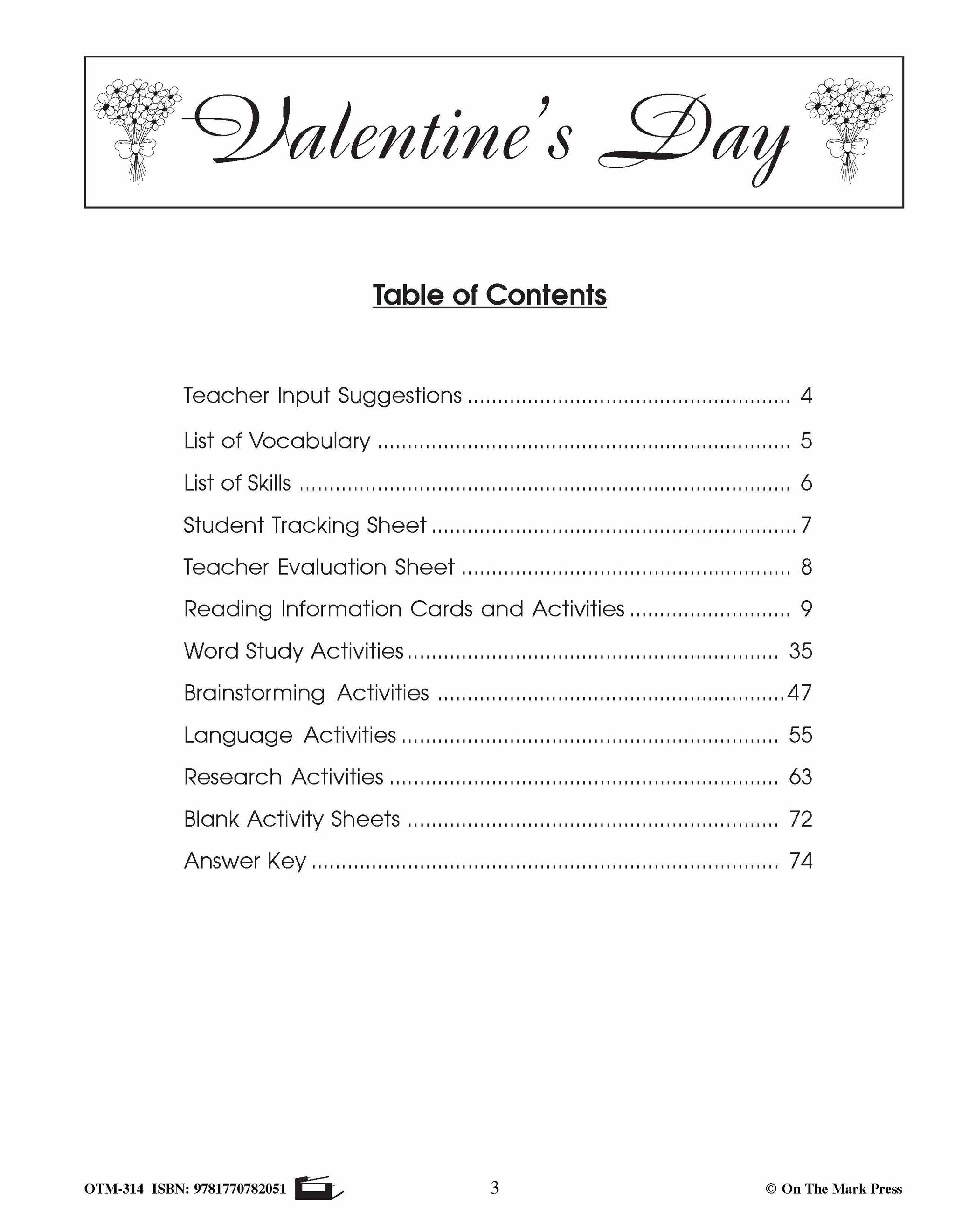 Valentine's Day Grades 4-6 Reading | Research | Vocabulary | Critical Thinking Activities