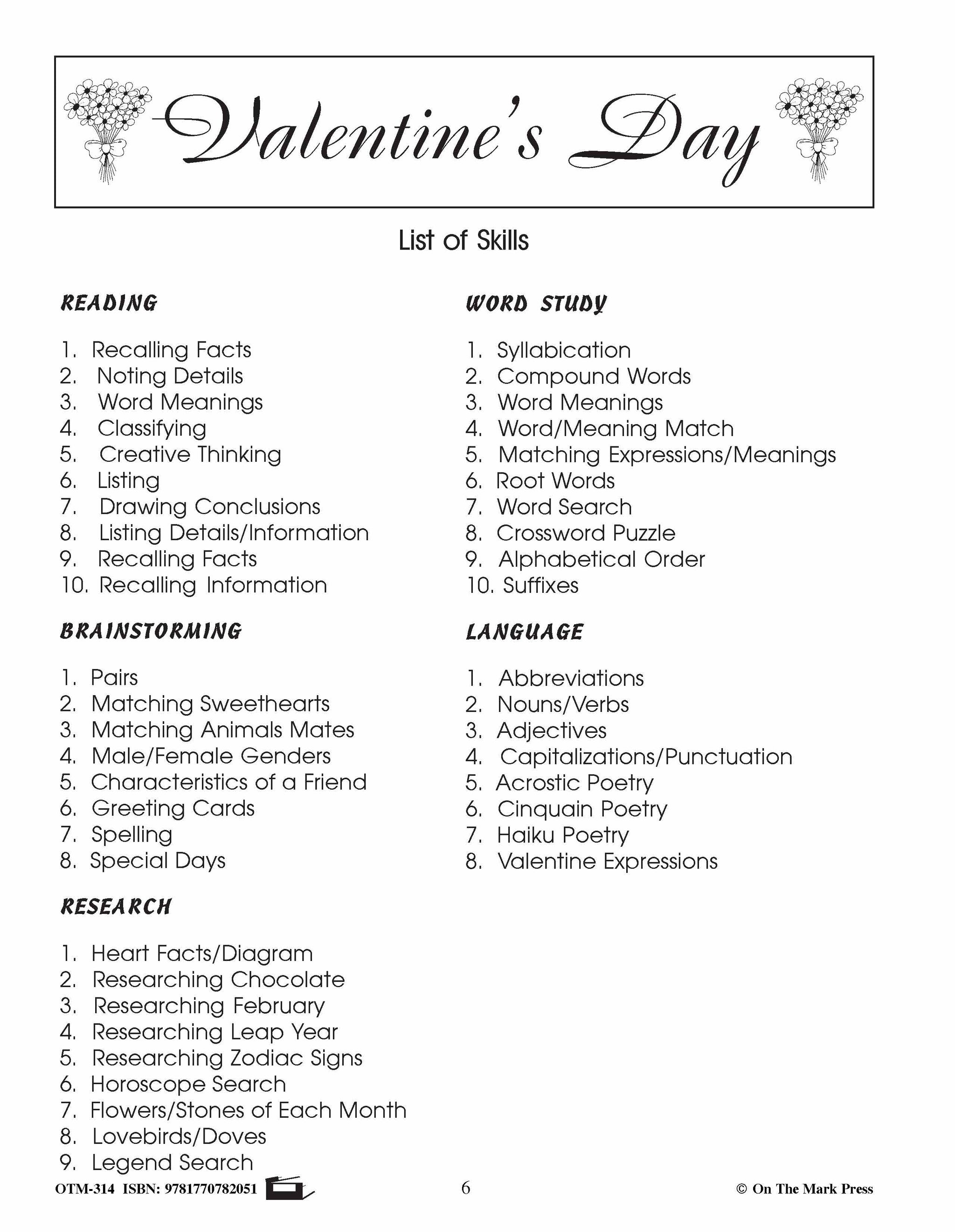 Valentine's Day Grades 4-6 Reading | Research | Vocabulary | Critical Thinking Activities