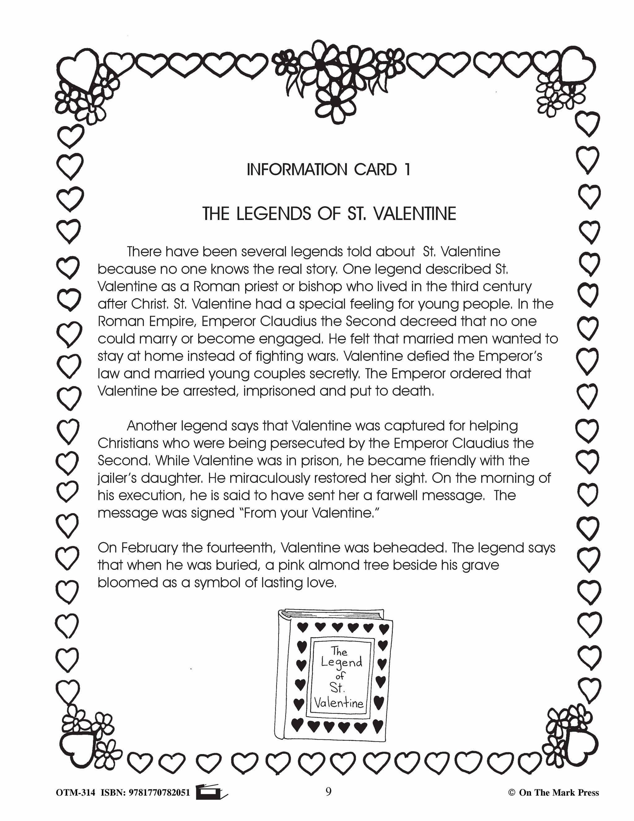Valentine's Day Grades 4-6 Reading | Research | Vocabulary | Critical Thinking Activities