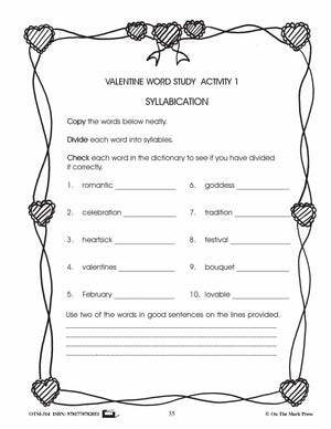 Valentine's Day Grades 4-6 Reading | Research | Vocabulary | Critical Thinking Activities