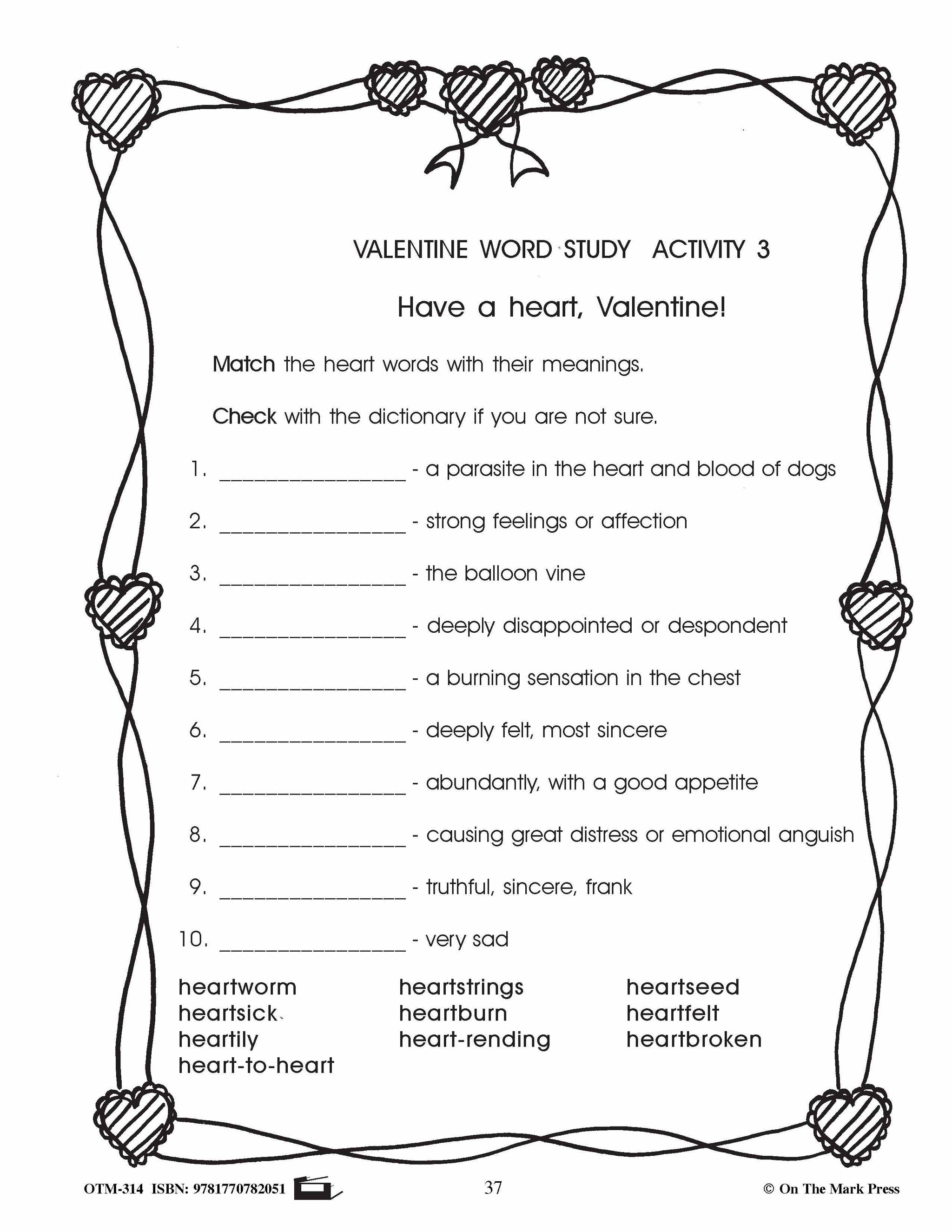 Valentine's Day Grades 4-6 Reading | Research | Vocabulary | Critical Thinking Activities