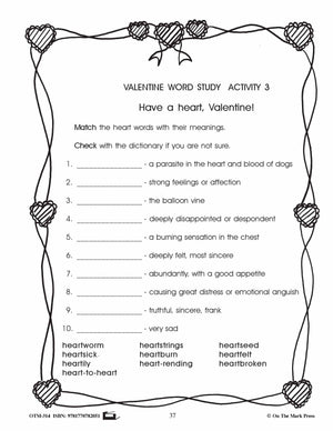 Valentine's Day Grades 4-6 Reading | Research | Vocabulary | Critical Thinking Activities