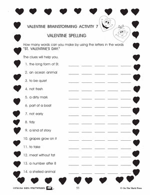 Valentine's Day Grades 4-6 Reading | Research | Vocabulary | Critical Thinking Activities