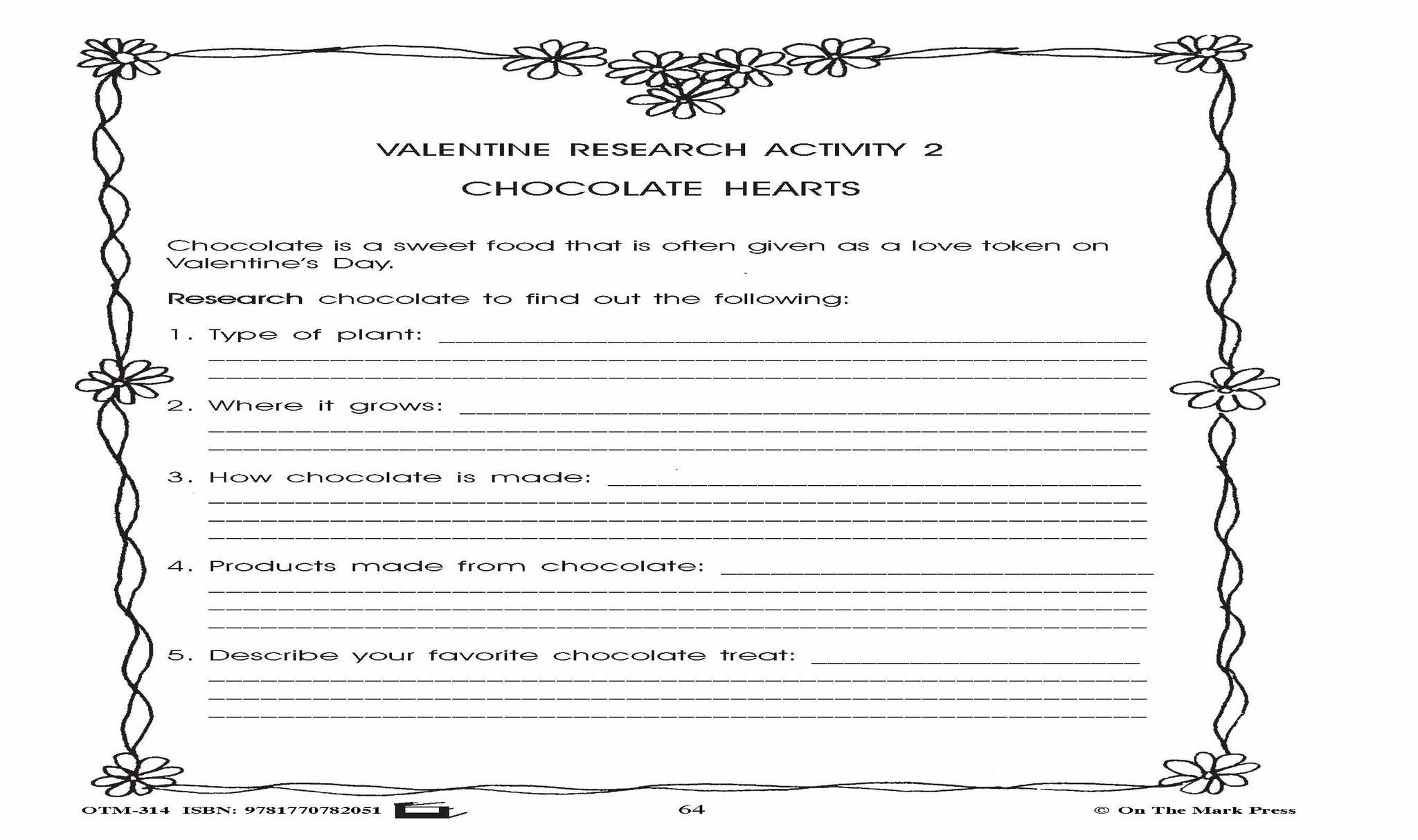 Valentine's Day Grades 4-6 Reading | Research | Vocabulary | Critical Thinking Activities